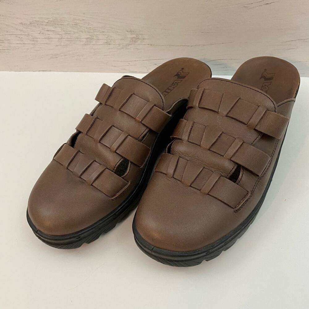 Romika Brown Heeled Clog Basket Weave Size 8